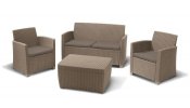 Комплект мебели для отдыха AFM-2018B; диван 2х местный, 2 кресла, журнальный столик, пластик имитирующий ротанг
