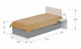 Кровать 90x200 UNI Grey; МДФ, ЛДСП