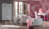 Спальня детская Amori; Массив Сосны, Белый лакированный МДФ, Кровать 90х200 
