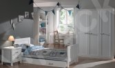 Спальня детская Lewis; Массив Сосны, Белый лакированный МДФ, Кровать 90х200
