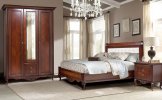 Спальня Неаполь Вишня; МДФ, шпон вишни, кровать 160*200 мягкая спинка, классика