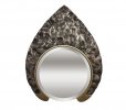 Зеркало Кокошник XL; настенное 620 х 494, диаметр зеркала 345 мм, фанера, патина