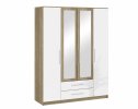Ирма Шкаф 4-х дверный с зеркалами; ЛДСП, зеркало, 1602x540x2350 мм, дуб сонома/белый глянец